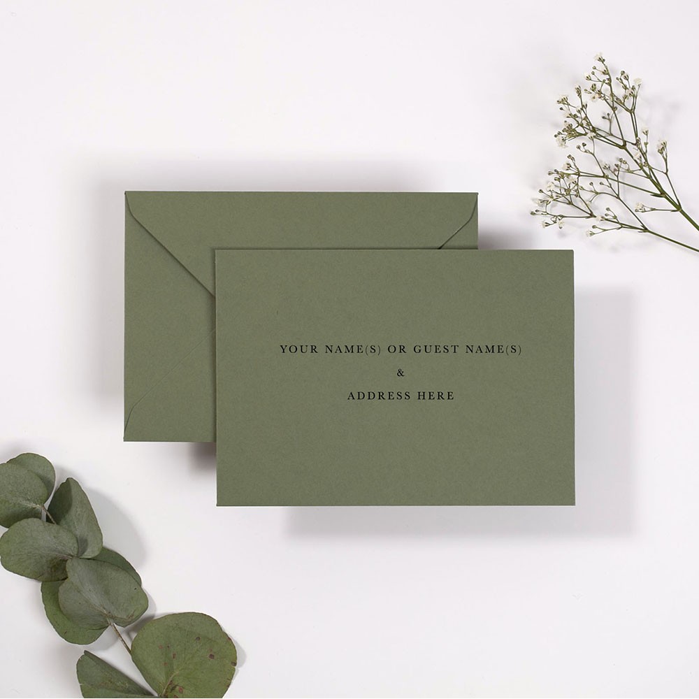 Sage Green Addressed Invitation & RSVP Envelopes